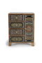 GINER Y COLOMER - Buffet téléphonique en bois de manguier avec 4 tiroirs et 1 porte, détails peints à la main, 60x45x30 cm (LxHxP), naturel et multicolore